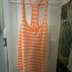 Lightweight PINK Victoria’s Secret orange & white striped tank top.